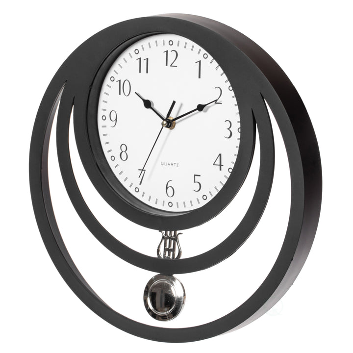 Modern Round Plastic Wall Clock 13 inch Silent Battery Operated Decorative Design Image 3