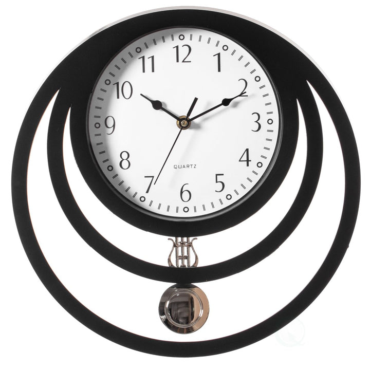 Modern Round Plastic Wall Clock 13 inch Silent Battery Operated Decorative Design Image 1