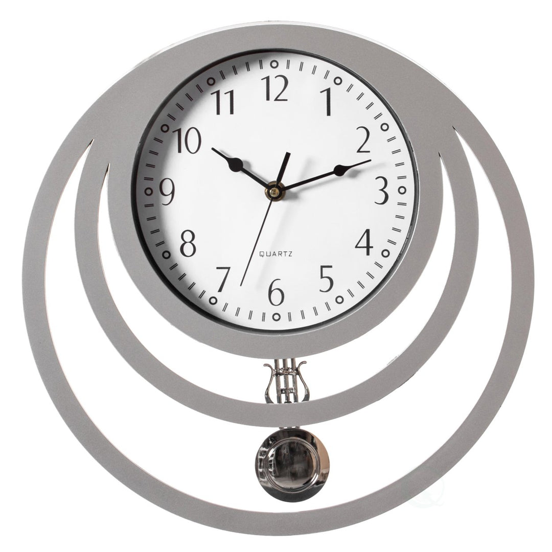 Modern Round Plastic Wall Clock 13 inch Silent Battery Operated Decorative Design Image 1