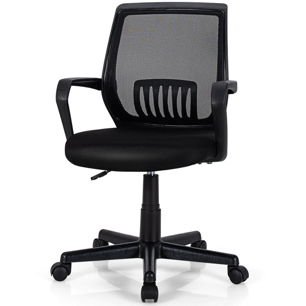 Costway Mid-Back Mesh Chair Height Adjustable Executive Home Office Chair Black Image 2