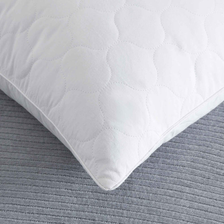 2 Pack Quilted Goose Feather and Down Pillow, Breathable Cotton Cover, Medium Support Image 5