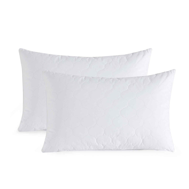 2 Pack Quilted Goose Feather and Down Pillow, Breathable Cotton Cover, Medium Support Image 8
