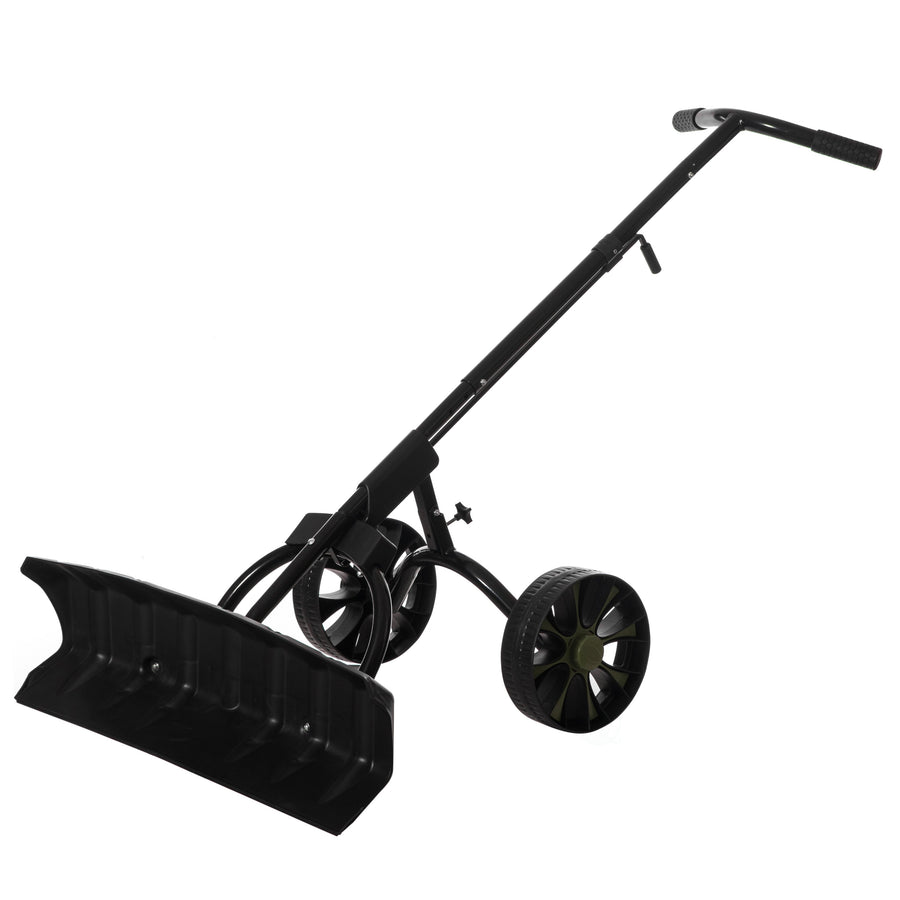 Extra Wide Snow Shovel with Wheels 36 in Heavy Duty Black Reinforced Blade Image 1