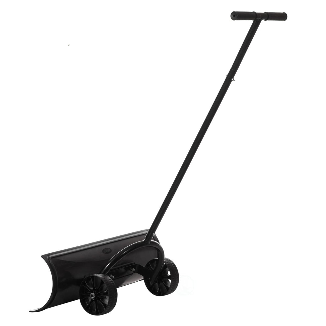 Heavy Duty Black Snow Shovel with Wheels 29.75in Wide Reinforced Blade Image 3