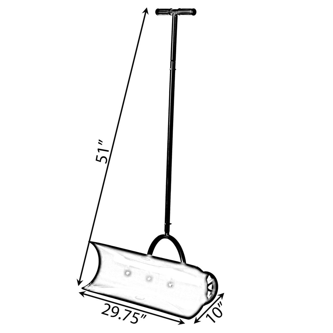 Heavy Duty Black Snow Shovel with Wheels 29.75in Wide Reinforced Blade Image 4