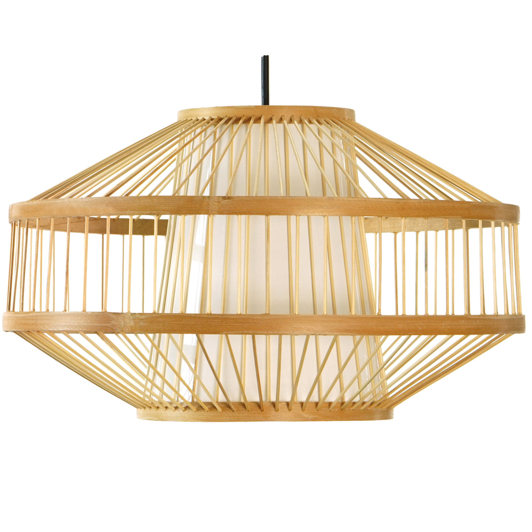 Modern Bamboo Lantern Pendant Light Shade Medium Small Rattan Hanging Lamp Image 4