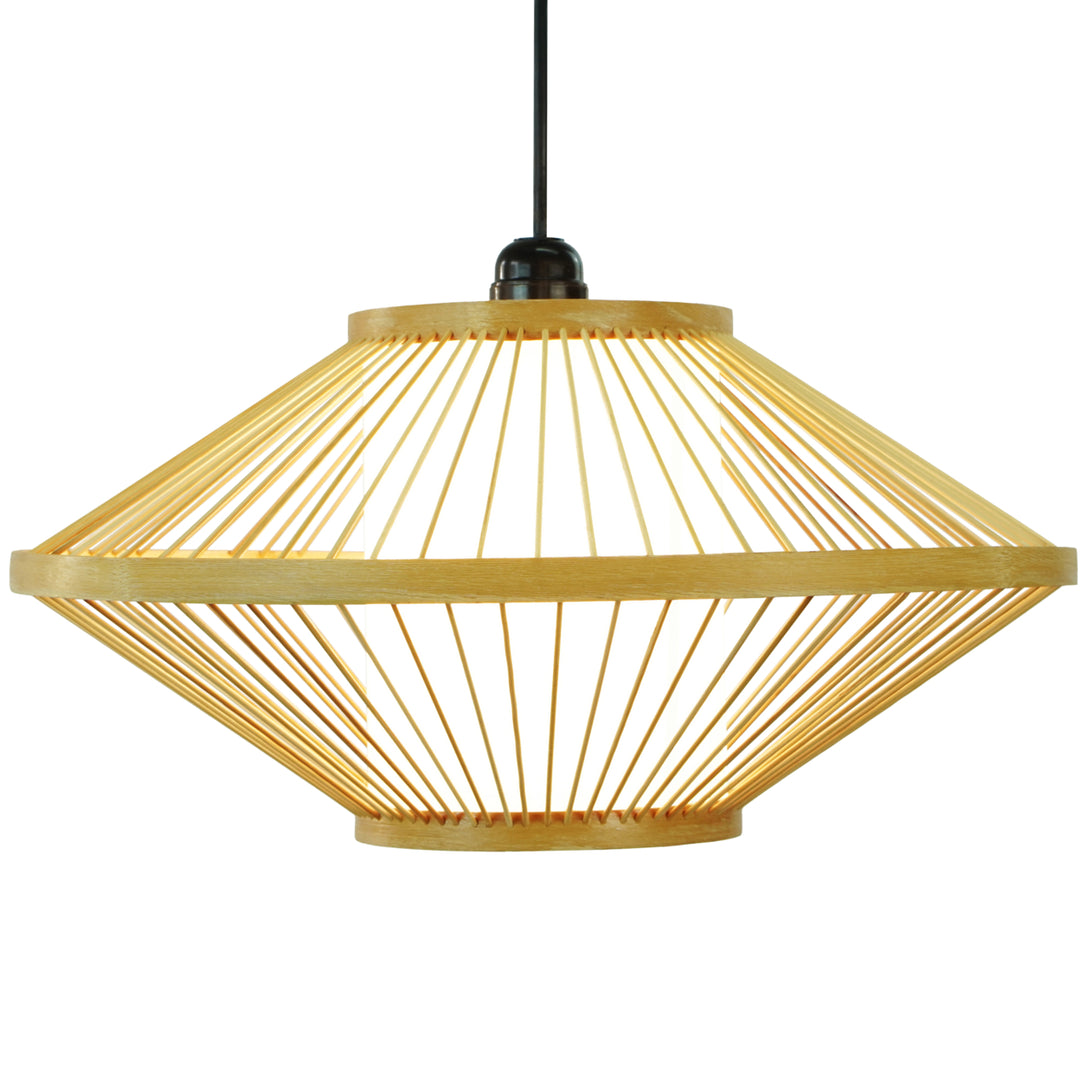 Modern Woven Bamboo Pendant Light Shade 15.75" for Living Room Entryway Image 5