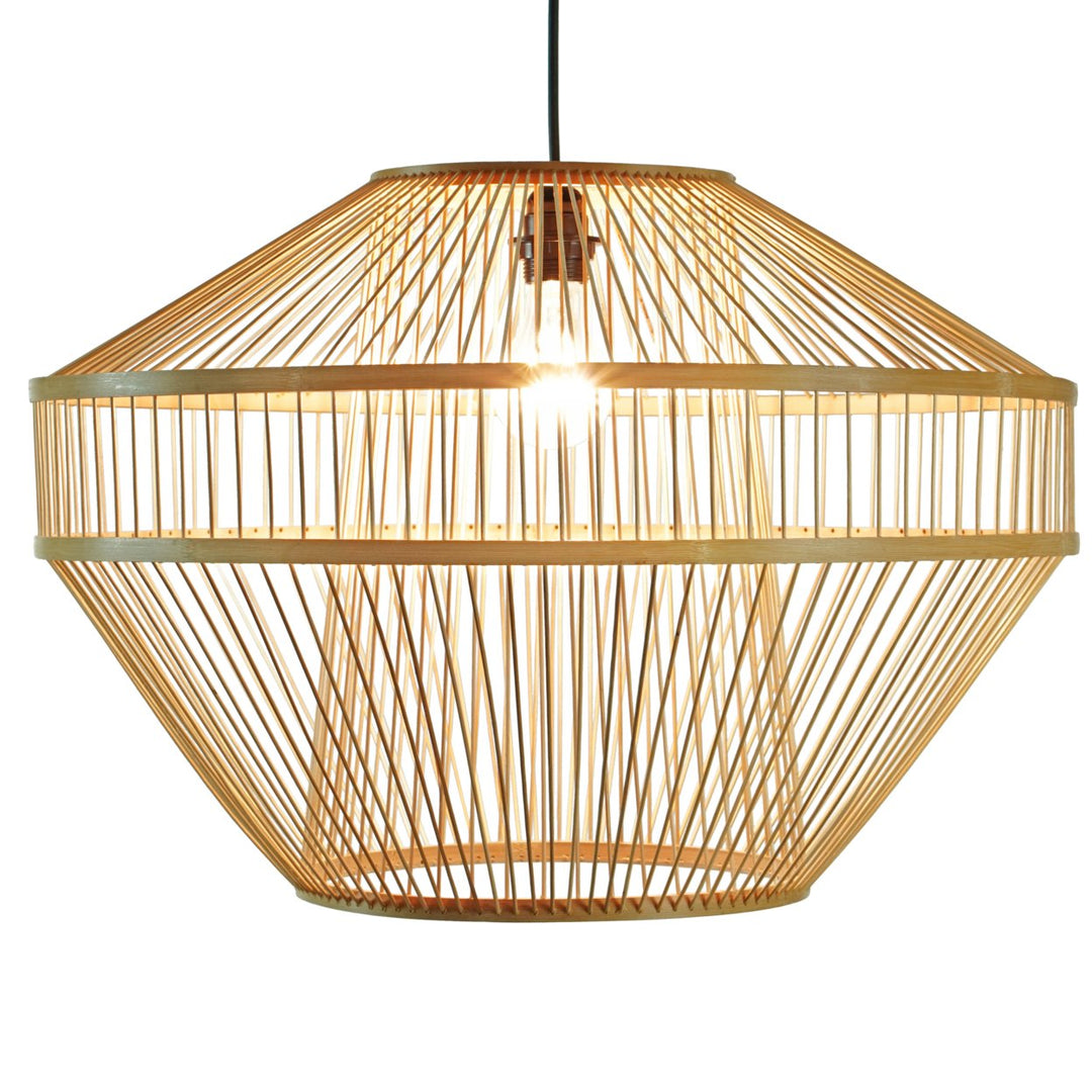 Modern Bamboo Chandelier 23.5" Hanging Light Shade for Entryway Living Room Image 5