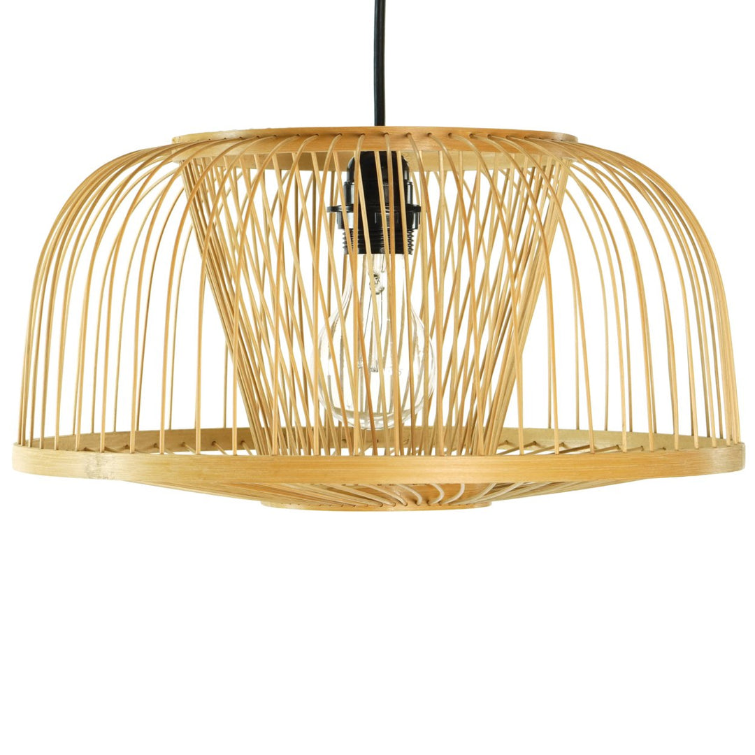 Modern Oval Bamboo Wicker Rattan Hanging Light Shade for Living Room, Dining Room, Entryway Image 1