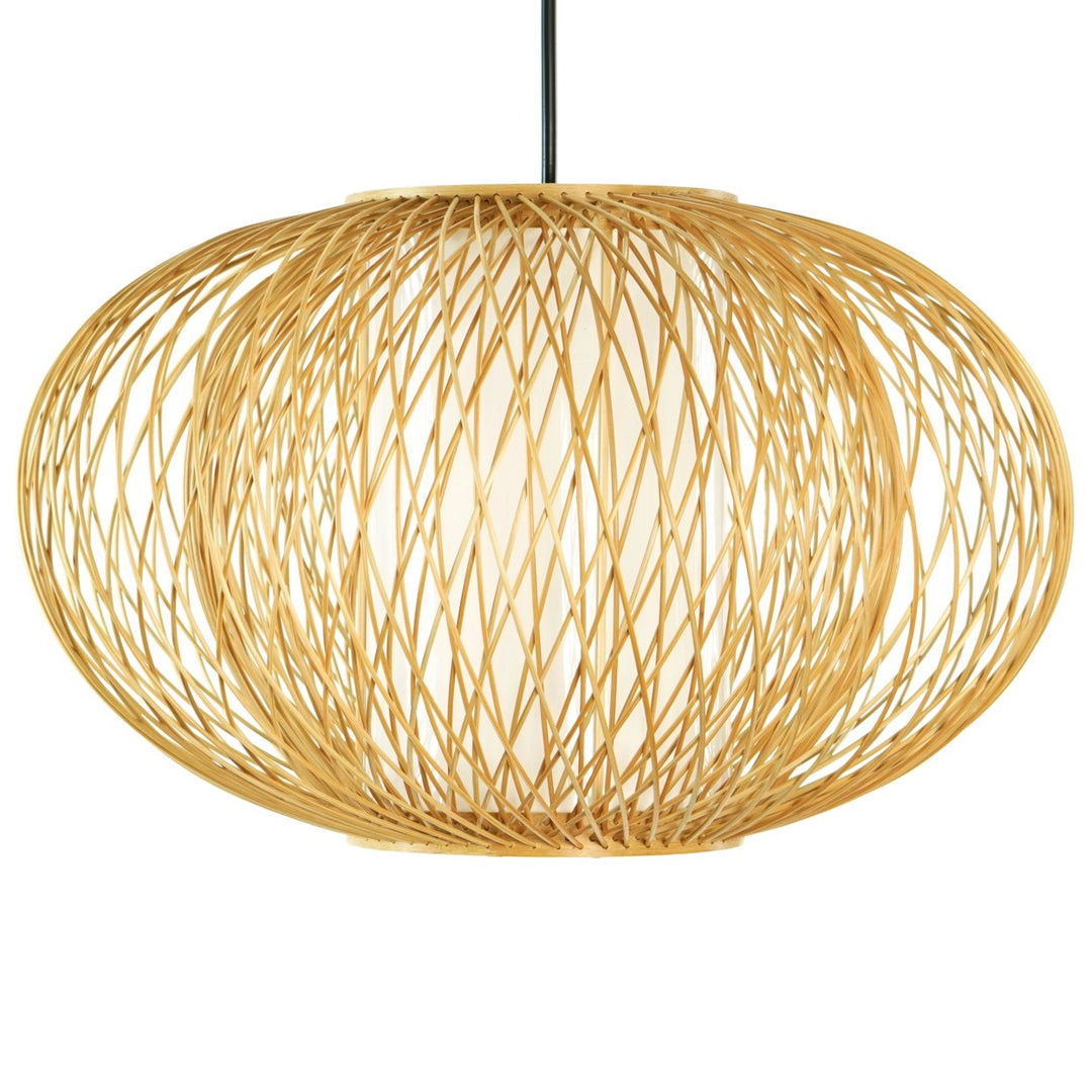 Modern Bamboo Wicker Rattan Hanging Light Shade 15.75" for Living Room Dining Image 3