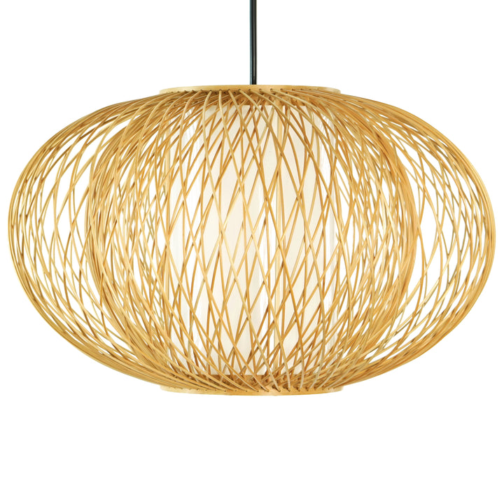 Modern Bamboo Wicker Rattan Hanging Light Shade 15.75" for Living Room Dining Image 4