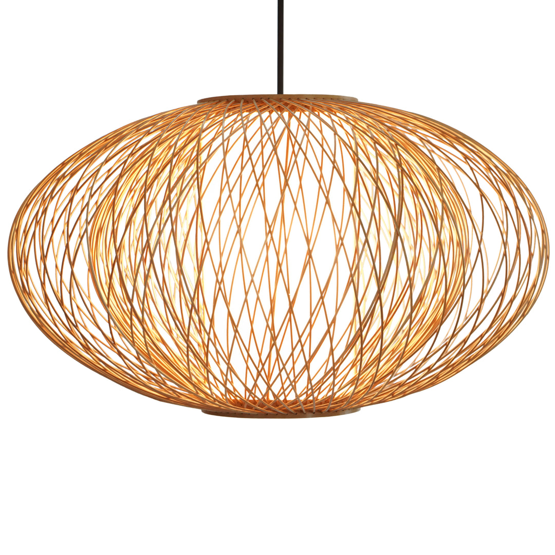 Modern Bamboo Wicker Rattan Hanging Light Shade 15.75" for Living Room Dining Image 11