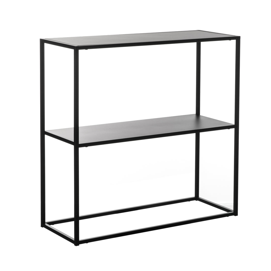 Modern Black Metal Console Table 31.5" with Open Shelf for Entryway or Hallway Image 3