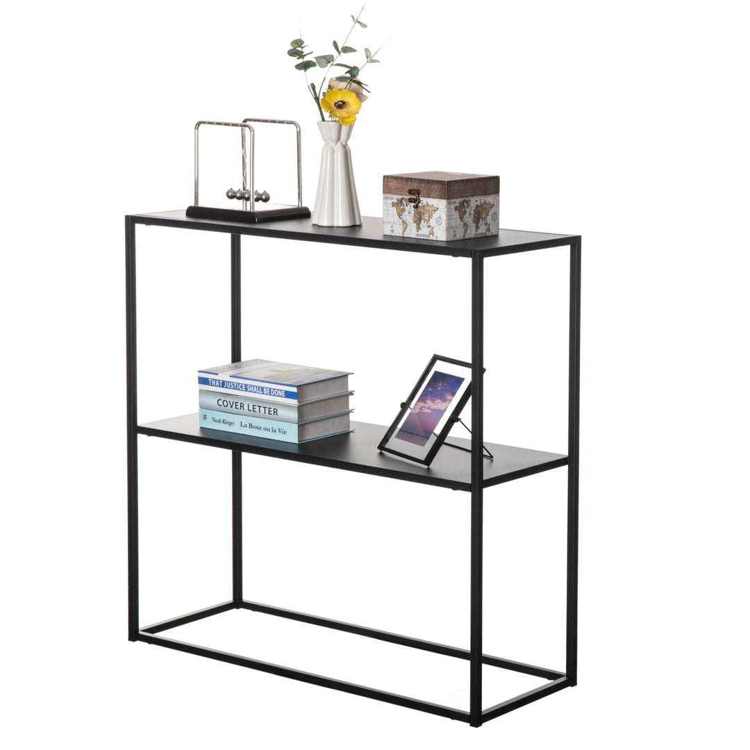 Modern Black Metal Console Table 31.5" with Open Shelf for Entryway or Hallway Image 4