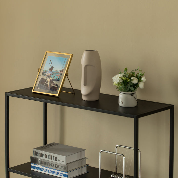 Modern Black Metal Console Table 31.5" with Open Shelf for Entryway or Hallway Image 5