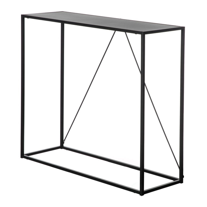 Modern Black Metal Console Table 31.5 in for Entryway Dining Hallway Storage Image 5