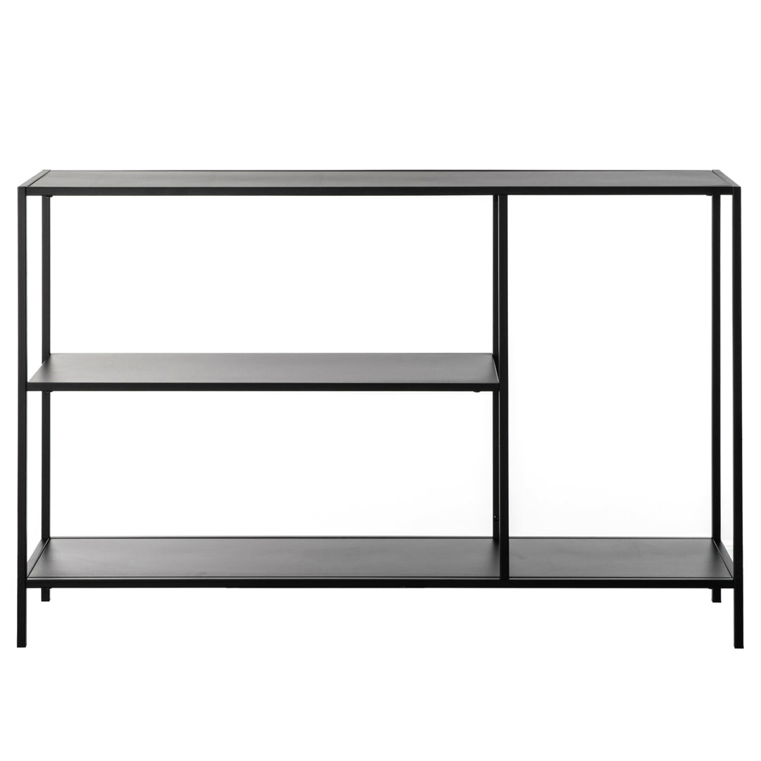 Modern Black Metal Console Table 31.5 W 4 Open Shelves for Entryway Hallway Image 2