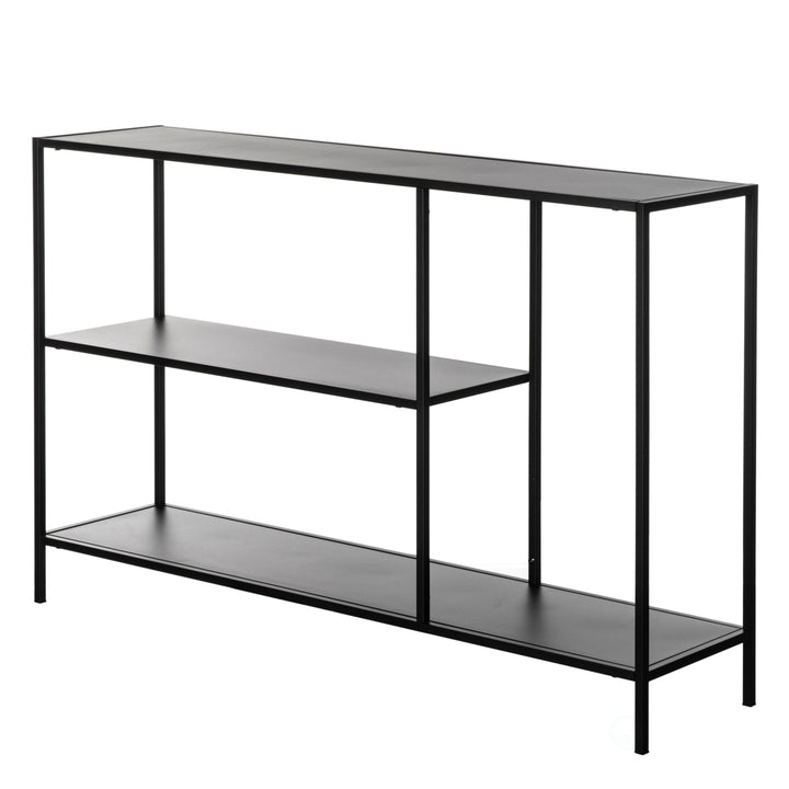 Modern Black Metal Console Table 31.5 W 4 Open Shelves for Entryway Hallway Image 3