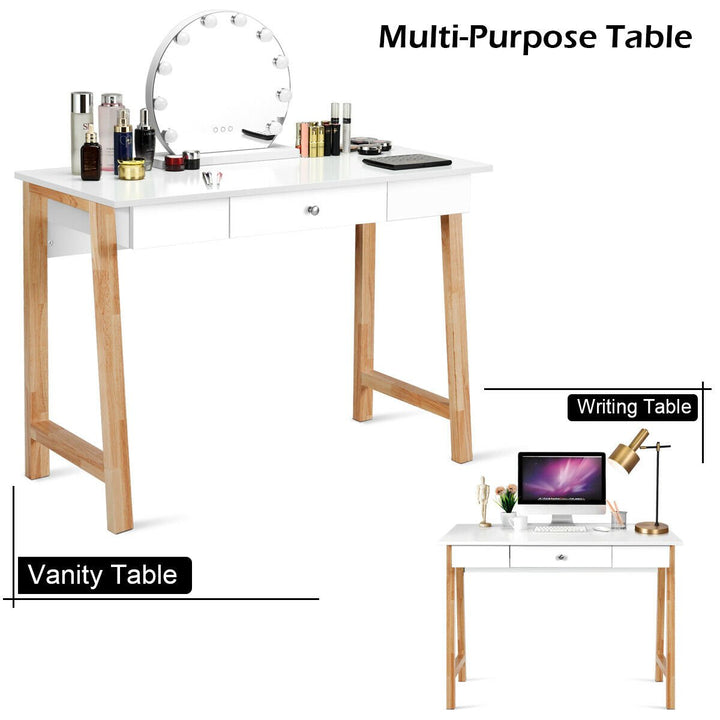 Computer Desk Laptop PC Writing Table Makeup Notebook w/Drawer Wood Legs Image 1