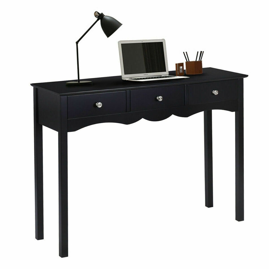 Console Table Hall table Side Table Desk Accent Table w/3 Drawers Entryway Black Image 1