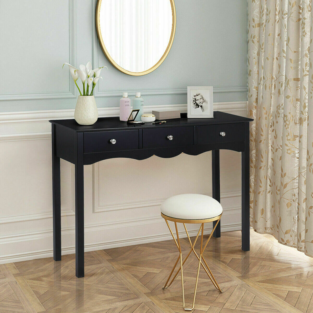 Console Table Hall table Side Table Desk Accent Table w/3 Drawers Entryway Black Image 2