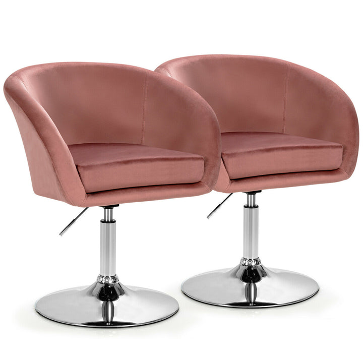 Set of 2 Modern Velvet Chair Height Adjustable Bar Stool Swivel Image 4