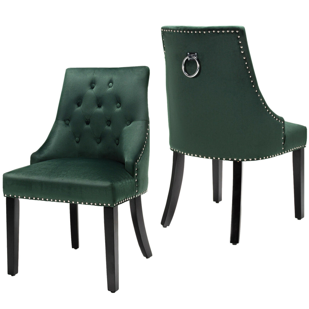 Set of 2 Button-Tufted Dining Chair Upholstered Armless Side Chair Image 5