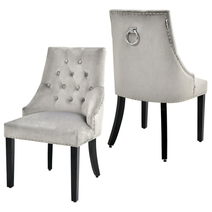 Set of 2 Button-Tufted Dining Chair Upholstered Armless Side Chair Image 6