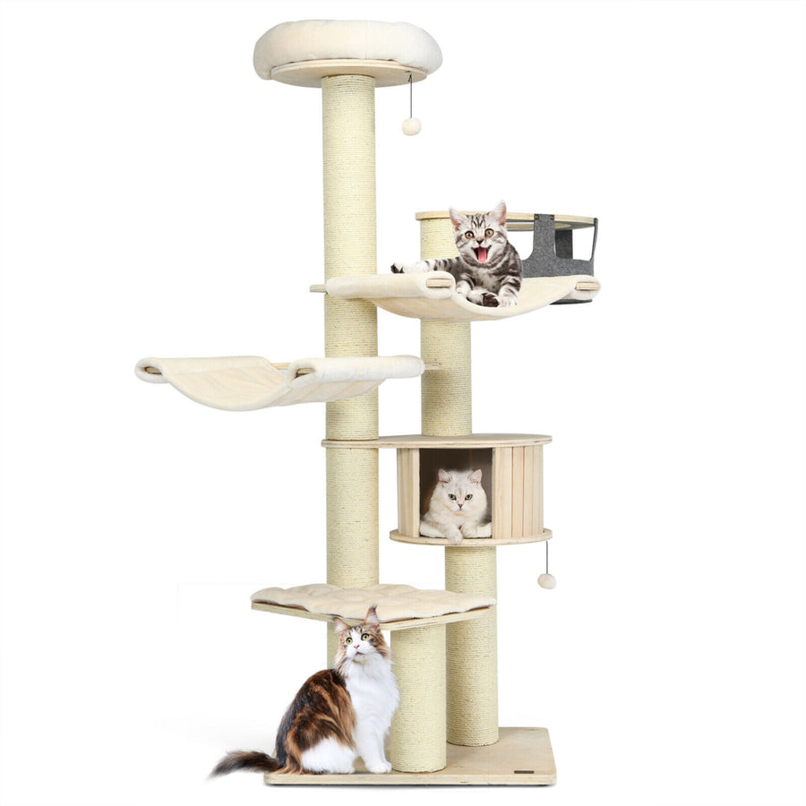 77.5 Cat Tree Condo Multi-Level Kitten Activity Tower w/ Sisal Posts Image 1