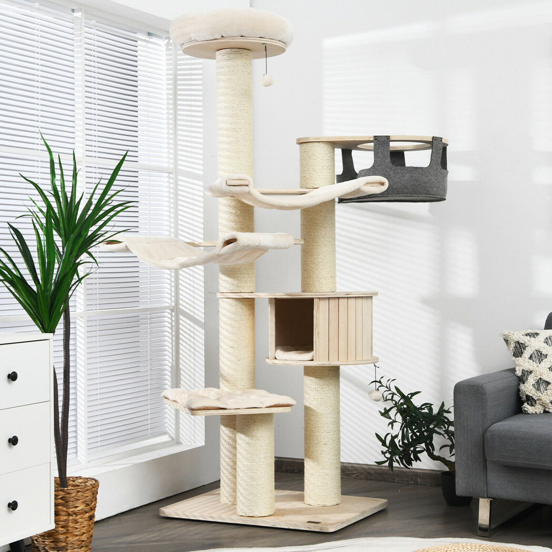 77.5 Cat Tree Condo Multi-Level Kitten Activity Tower w/ Sisal Posts Image 3