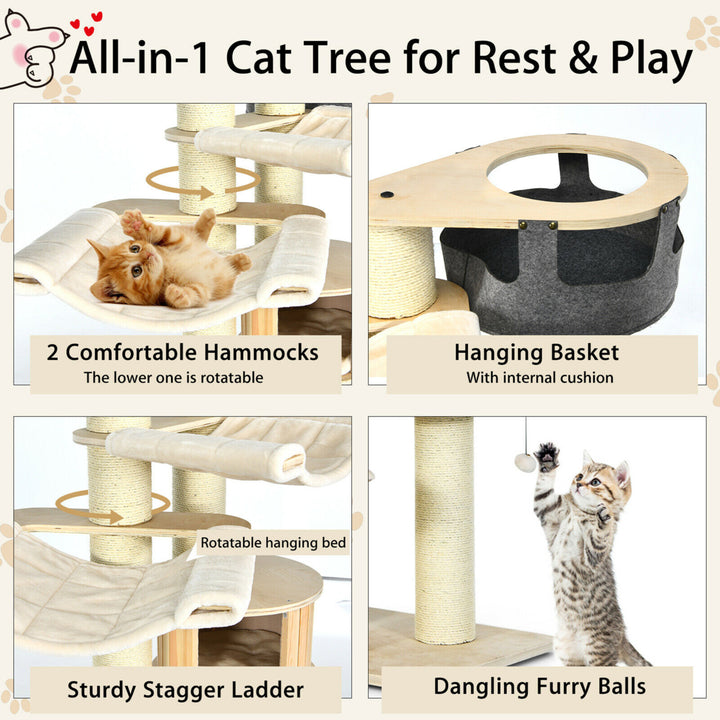 77.5 Cat Tree Condo Multi-Level Kitten Activity Tower w/ Sisal Posts Image 5