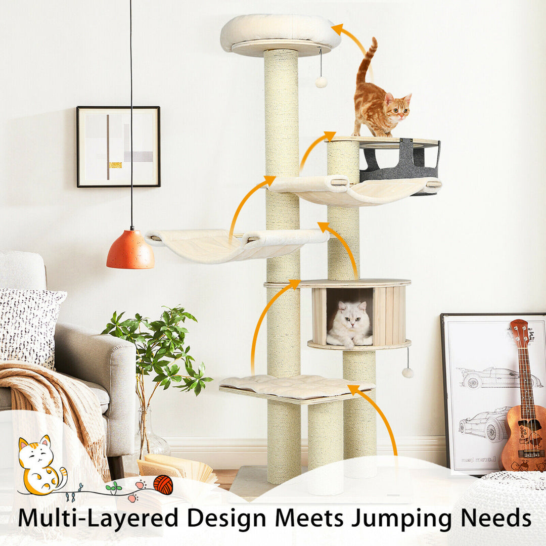 77.5 Cat Tree Condo Multi-Level Kitten Activity Tower w/ Sisal Posts Image 7