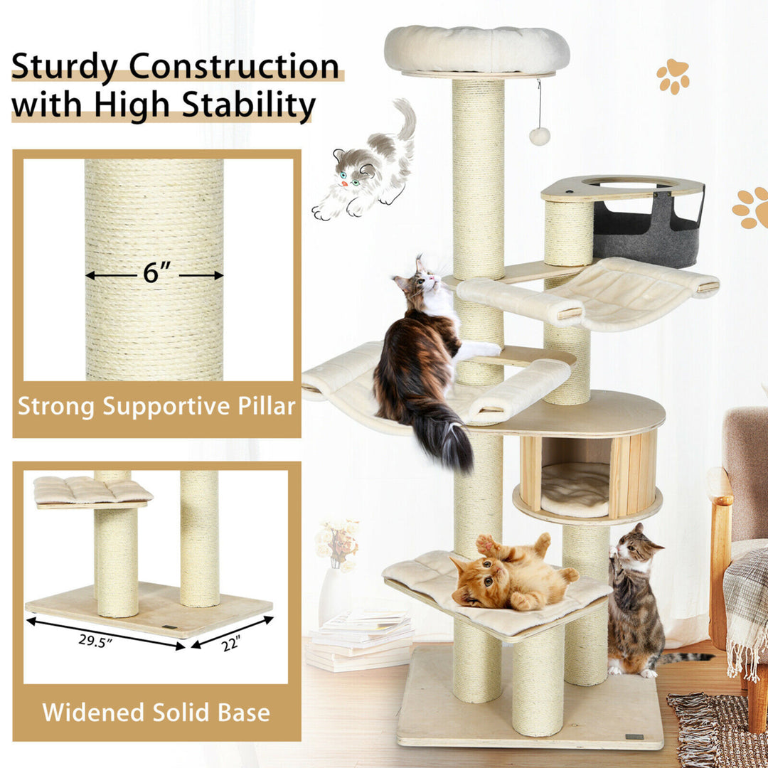 77.5 Cat Tree Condo Multi-Level Kitten Activity Tower w/ Sisal Posts Image 8