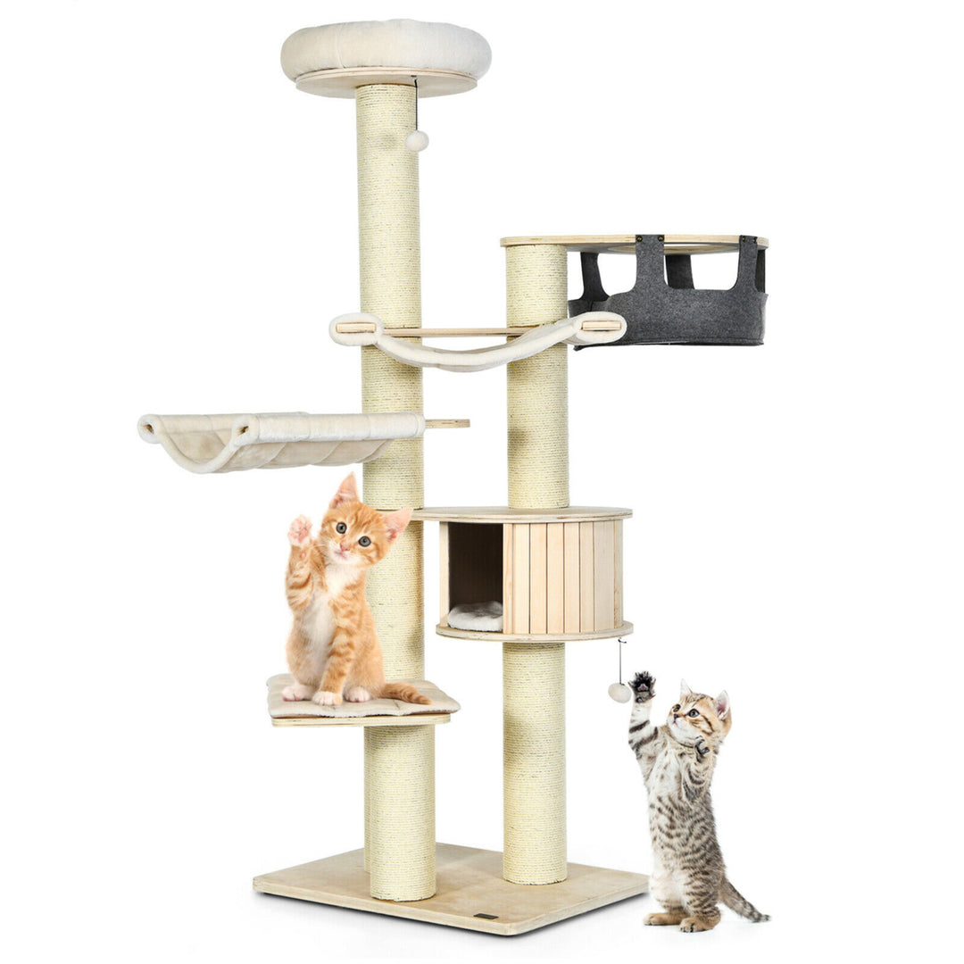 77.5 Cat Tree Condo Multi-Level Kitten Activity Tower w/ Sisal Posts Image 9