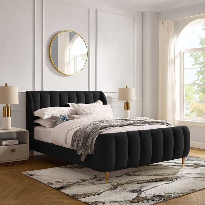 Sana Bed-Upholstered-Channel Tufted-Slats Included Image 1