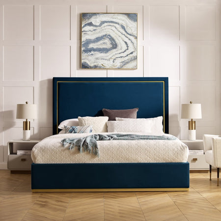 Royal Blue Curved Upholstered Bedhead - Martini Furniture