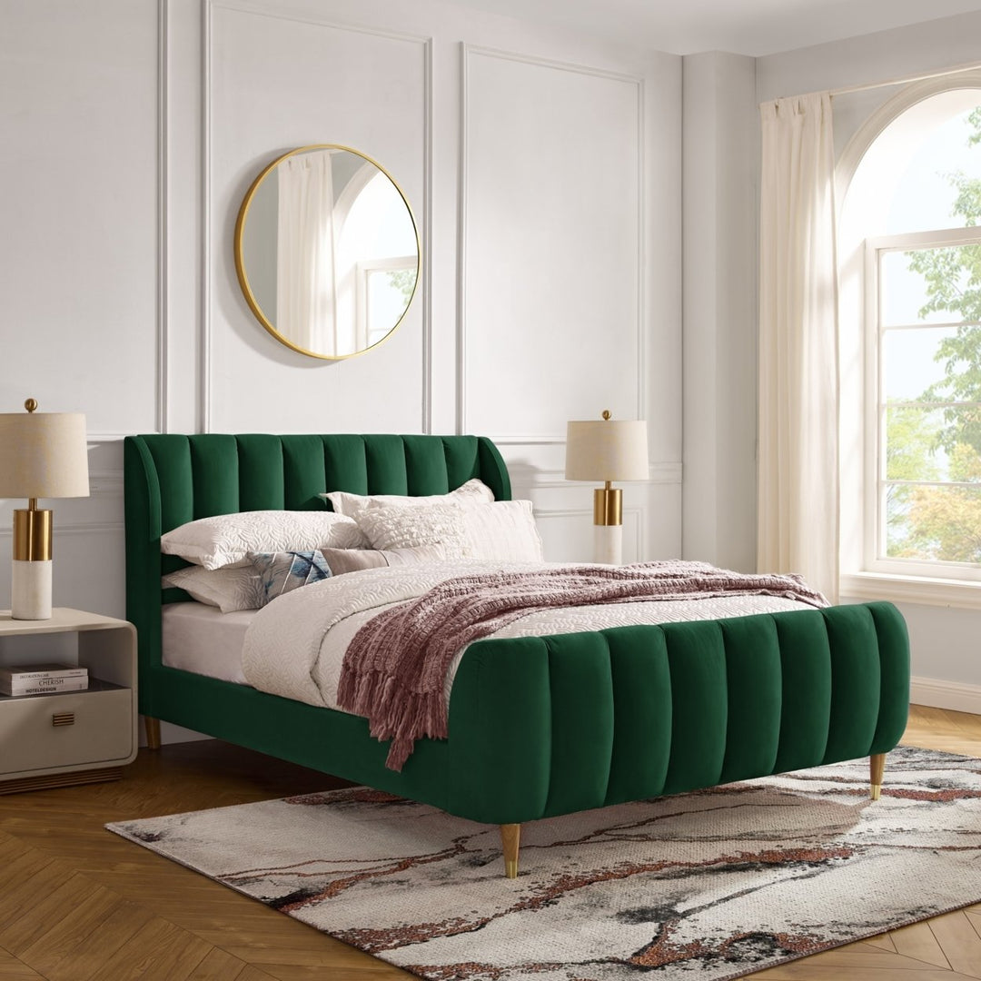 Sana Bed-Upholstered-Channel Tufted-Slats Included Image 1