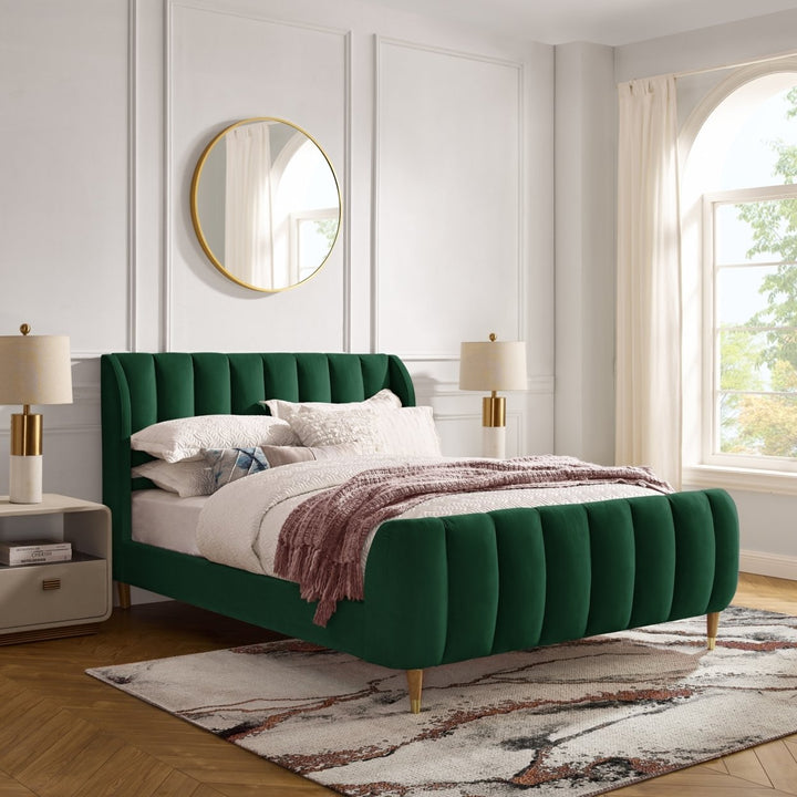 Sana Bed-Upholstered-Channel Tufted-Slats Included Image 1