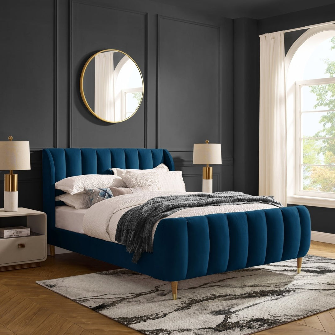 Sana Bed-Upholstered-Channel Tufted-Slats Included Image 1