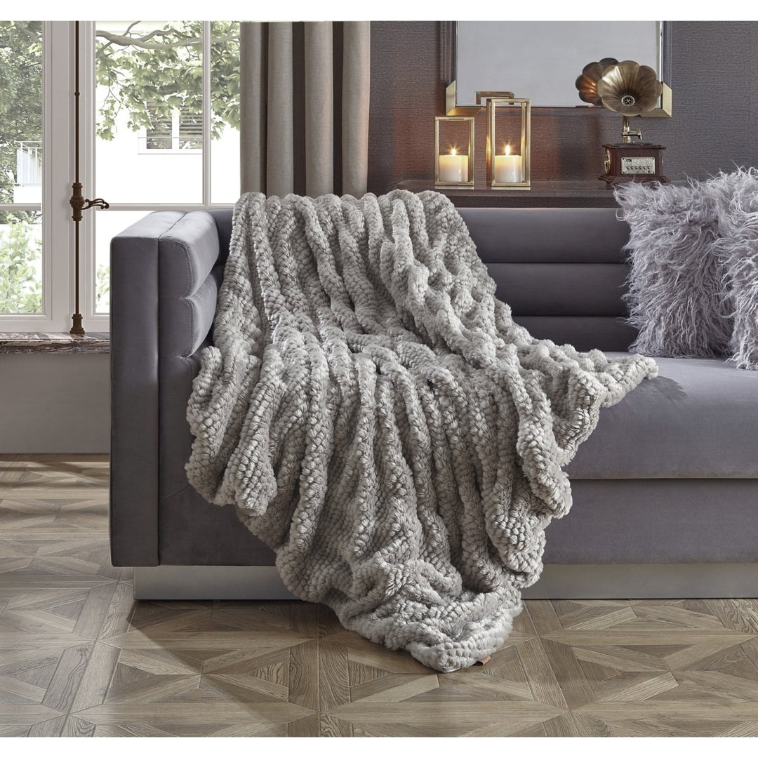 Noelia Throw Silk Touch Extra Soft Honeycomb Texture 50x60 Cozy Blanket Image 1