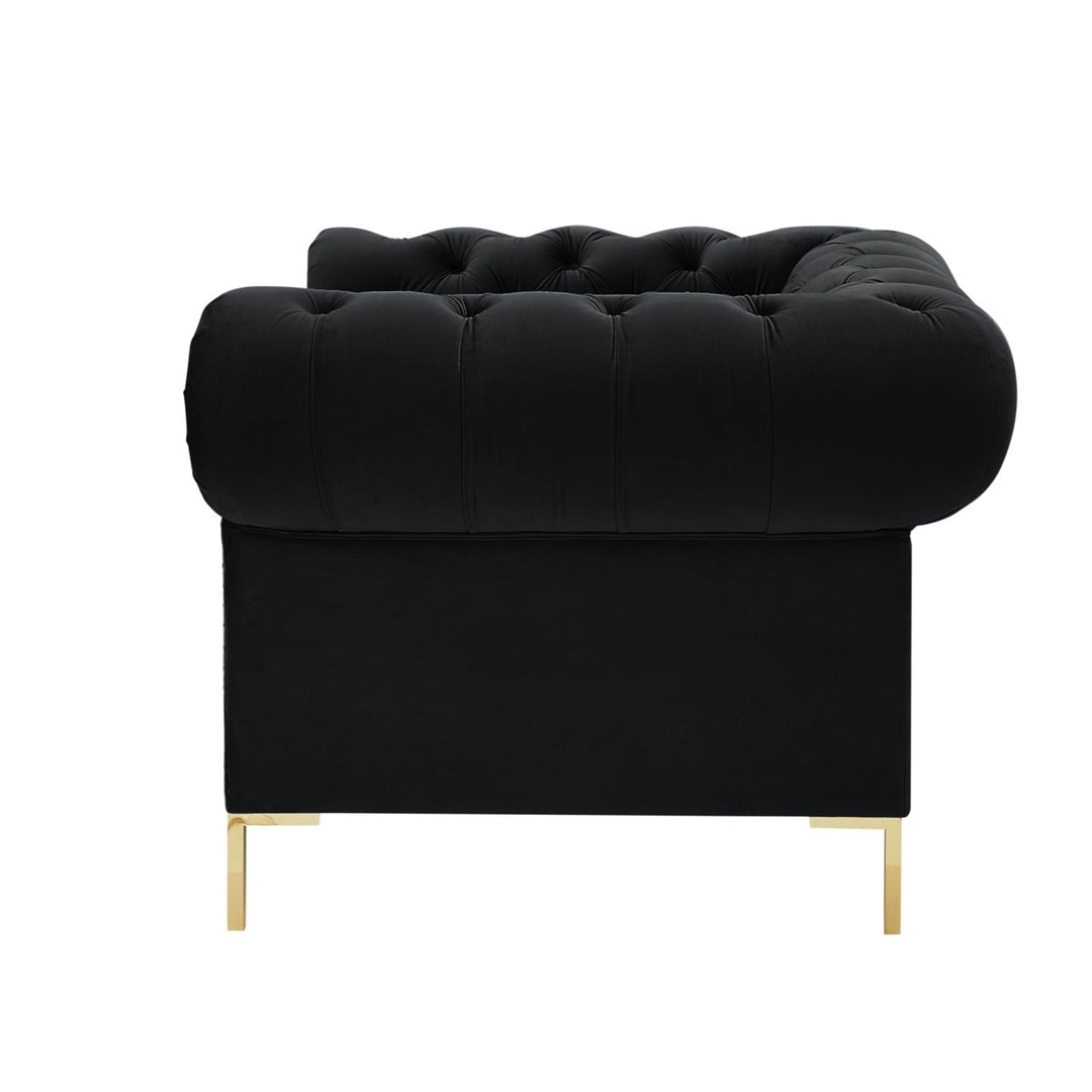 Abrianna Club Chair Velvet Button Tufted Gold Nailhead Trim Modern 45" Image 6