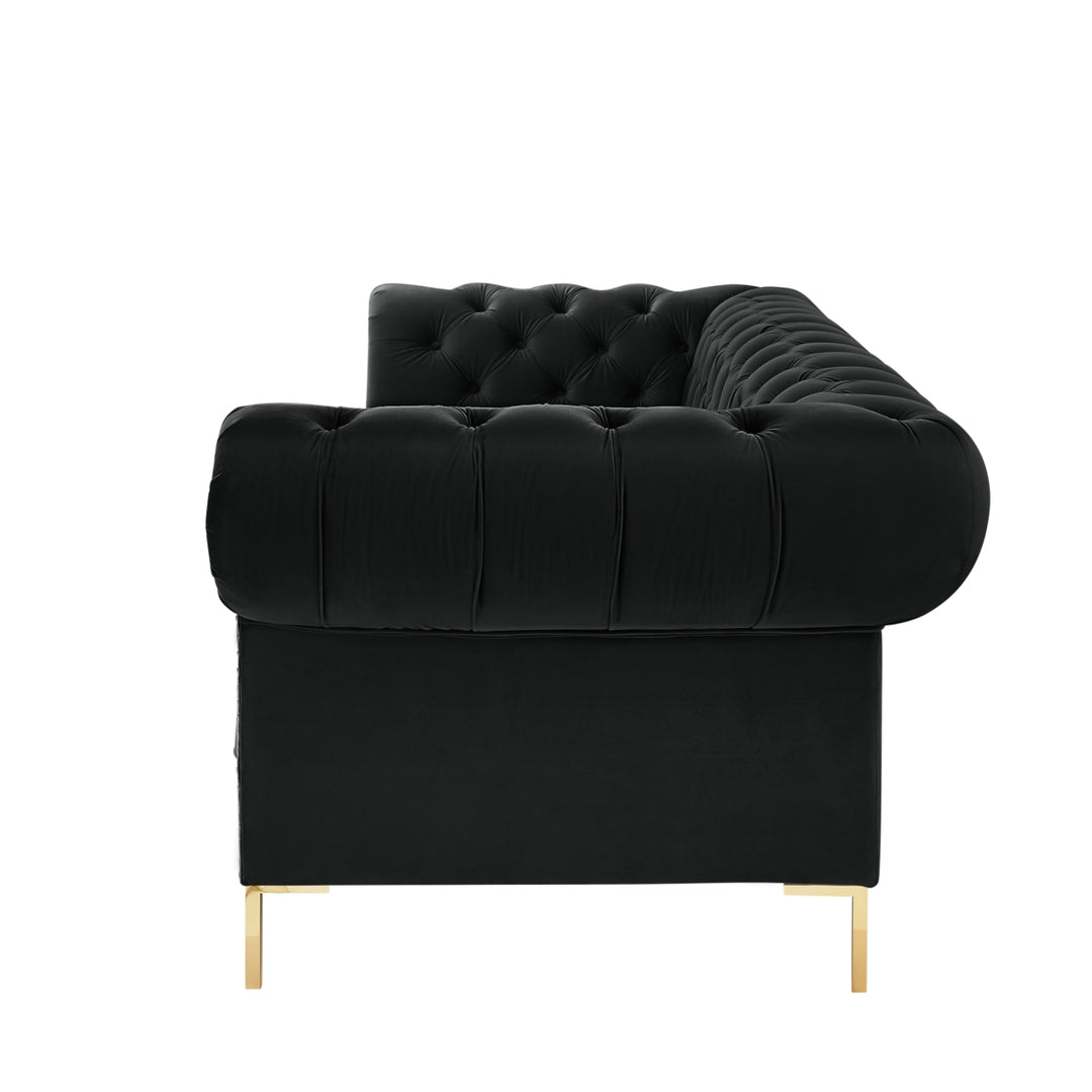 Abrianna Sofa-Button Tufted-Gold Nailhead Trim, Sinuous Springs-Rolled Arms, Y-leg Image 6