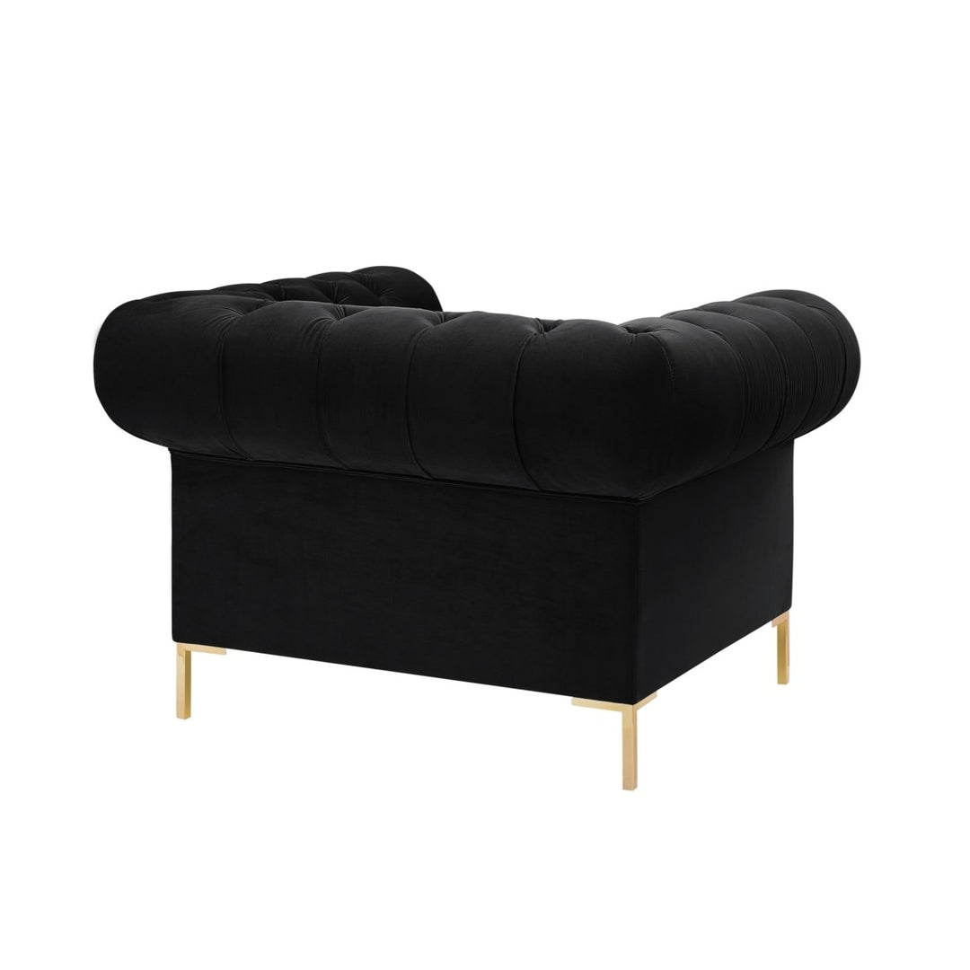 Abrianna Club Chair Velvet Button Tufted Gold Nailhead Trim Modern 45" Image 8