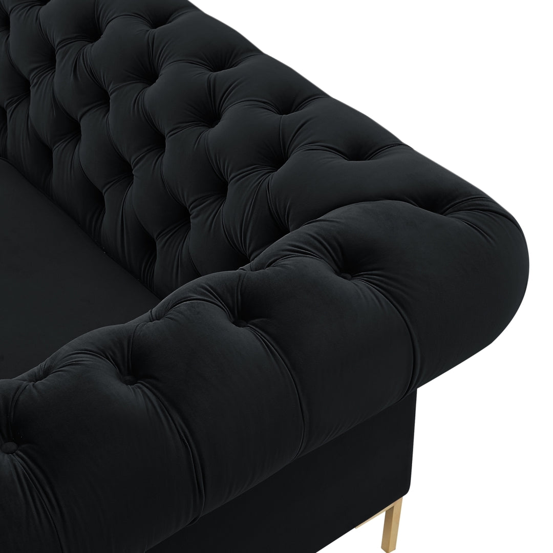 Abrianna Sofa-Button Tufted-Gold Nailhead Trim, Sinuous Springs-Rolled Arms, Y-leg Image 9