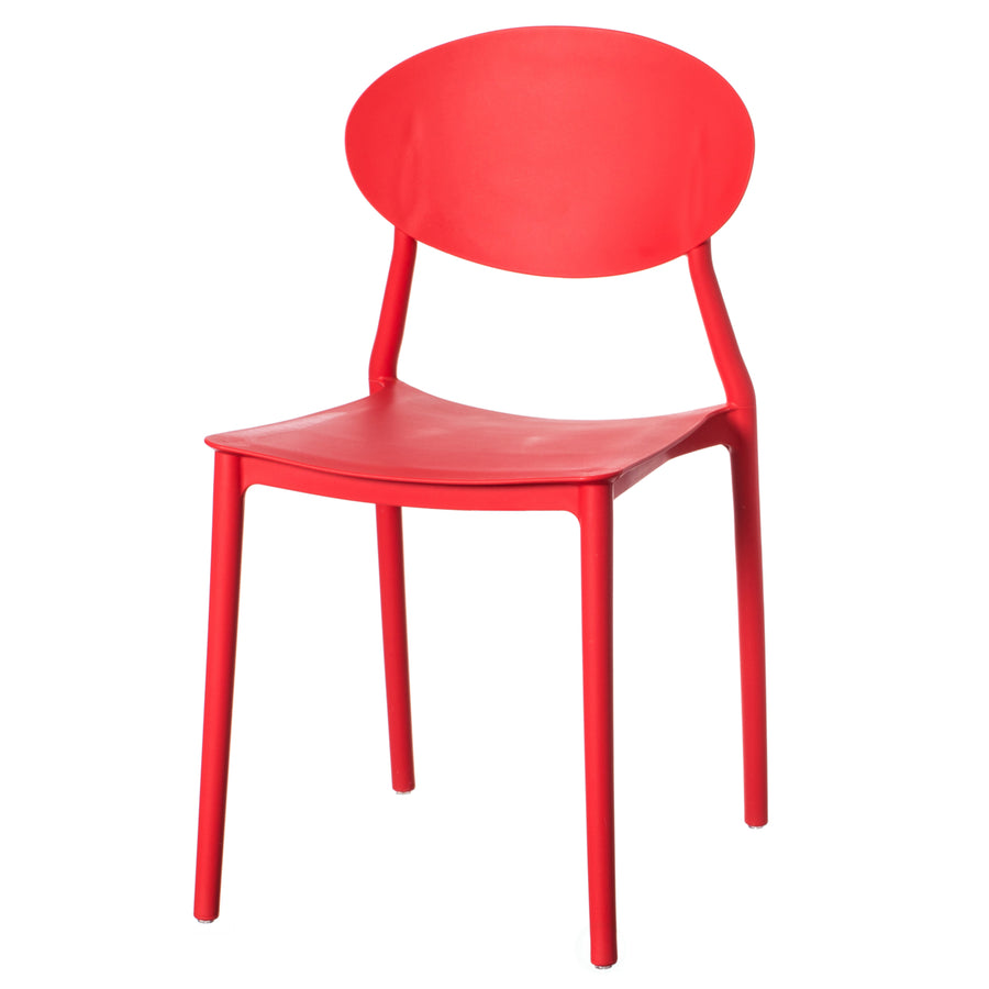 Modern Plastic Outdoor Dining Chair with Open Oval Back Design Image 1