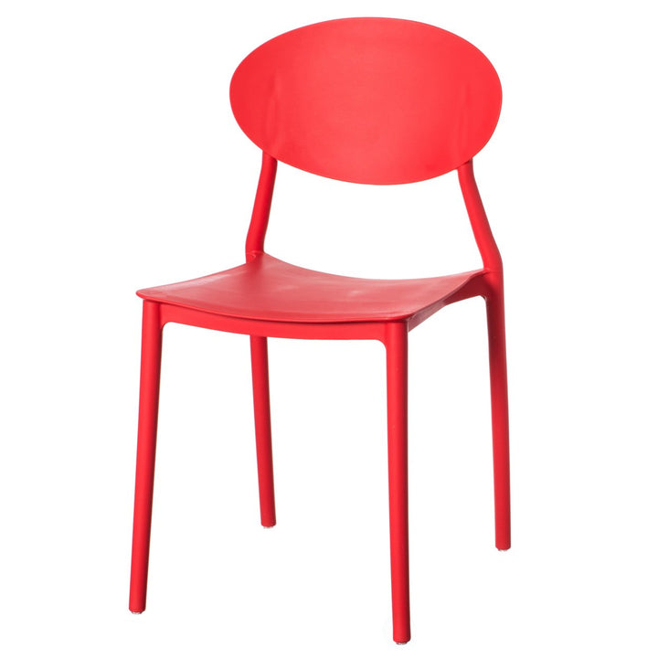 Modern Plastic Outdoor Dining Chair Open Oval Back 18.25in Wide Stackable PP Image 1