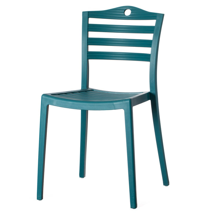 Stackable Modern Plastic Dining Chair Outdoor Indoor Ladderback Design 32.75" High Image 1