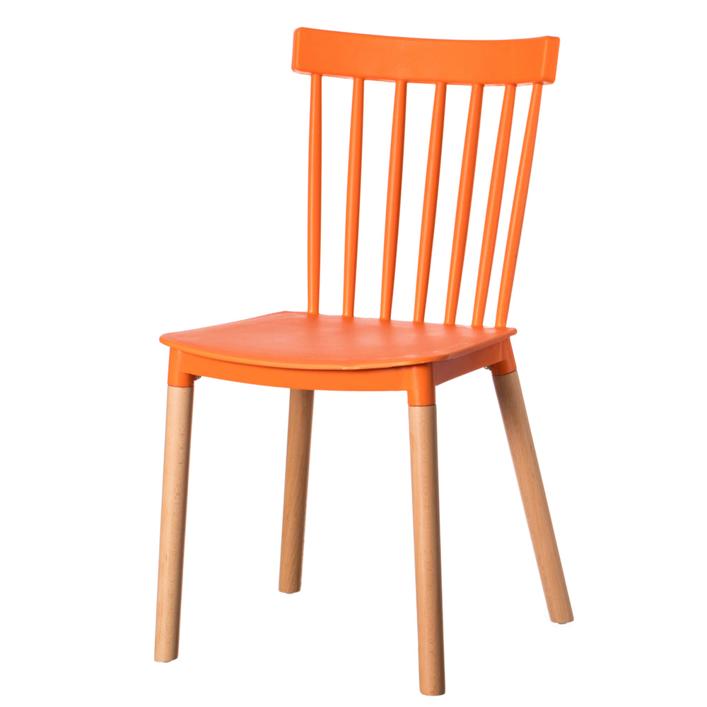 Modern Plastic Dining Chair Windsor Design with Beech Wood Legs Image 2