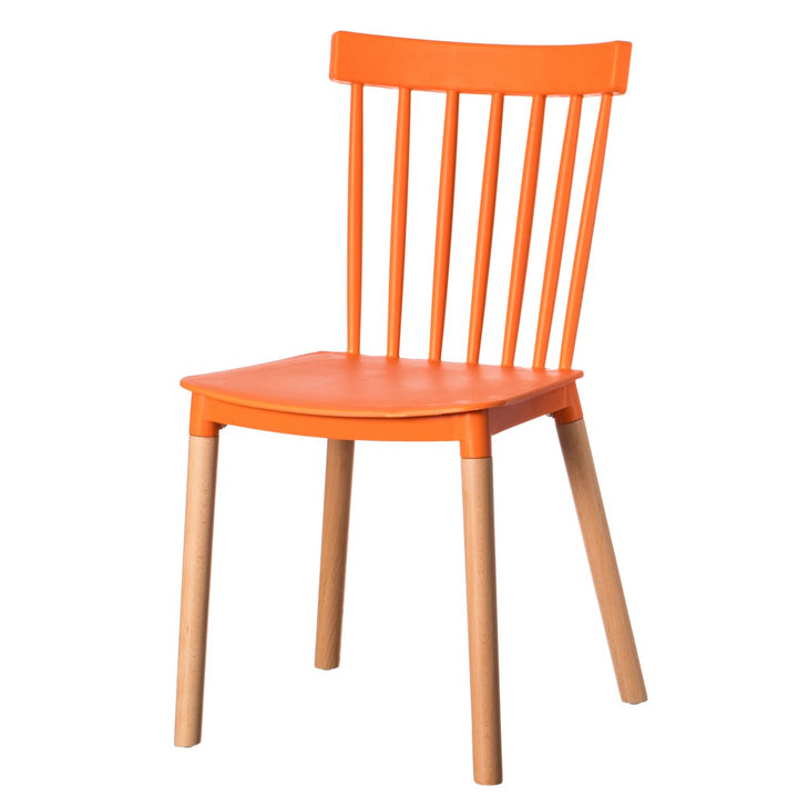 Modern Plastic Dining Chair Windsor Design with Beech Wood Legs Image 1