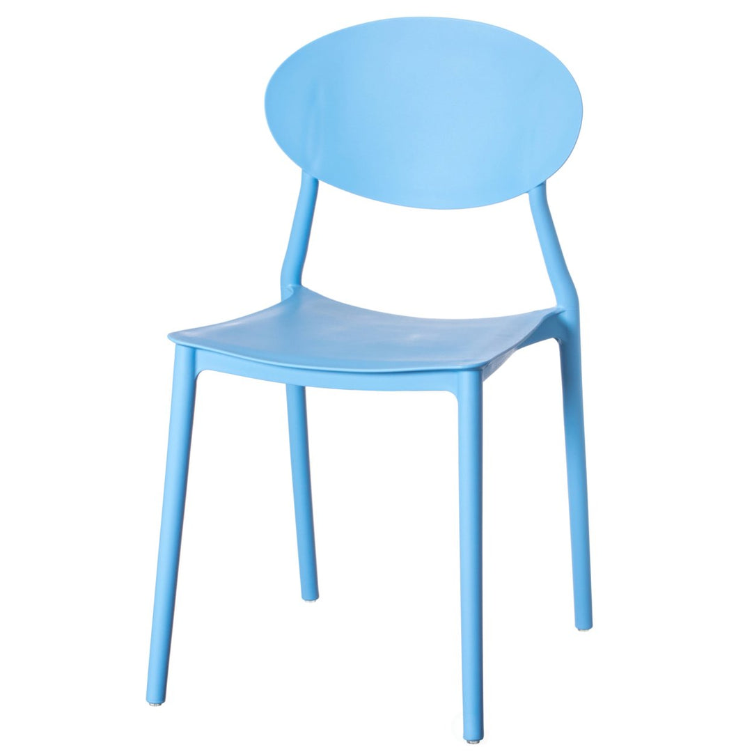 Modern Plastic Outdoor Dining Chair Open Oval Back 18.25in Wide Stackable PP Image 2